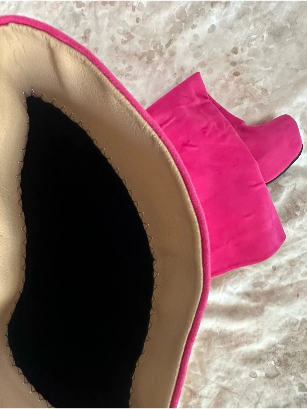 Women's Fuchsia Knee-High Wedge Boots with Glitter Accent